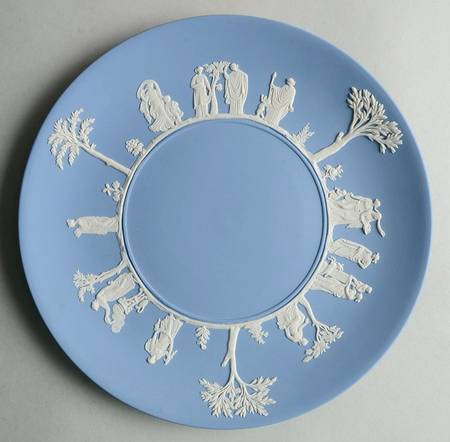 Cream Color on Lavender (Pale Blue) Jasperware Cake Plate