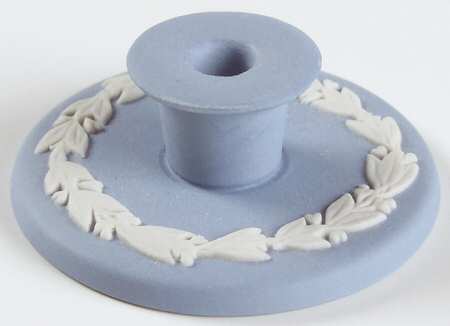 Cream Color on Lavender (Pale Blue) Jasperware Miniature Candleholder