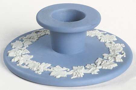 Cream Color on Lavender (Pale Blue) Jasperware Single Banquet Candlestick