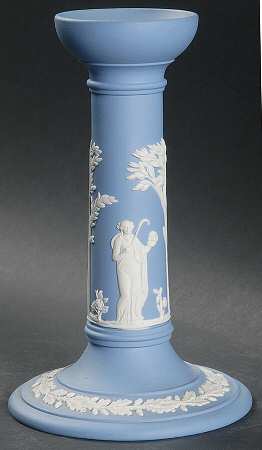 Cream Color on Lavender (Pale Blue) Jasperware 6" Candlestick