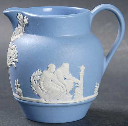Cream Color on Lavender (Pale Blue) Jasperware Mini Creamer
