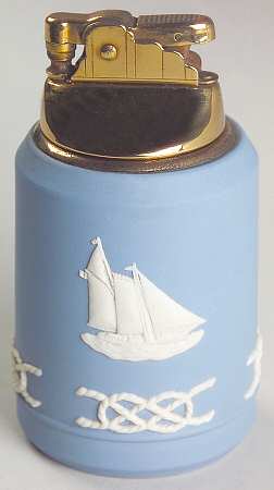 Cream Color on Lavender (Pale Blue) Jasperware Executive Cigarette Lighter