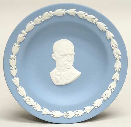 Cream Color on Lavender (Pale Blue) Jasperware Round Personality Tray