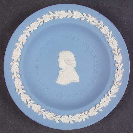 Cream Color on Lavender (Pale Blue) Jasperware Round Personality Tray