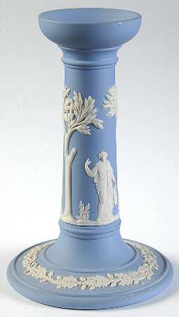 Cream Color on Lavender (Pale Blue) Jasperware 6" Candlestick