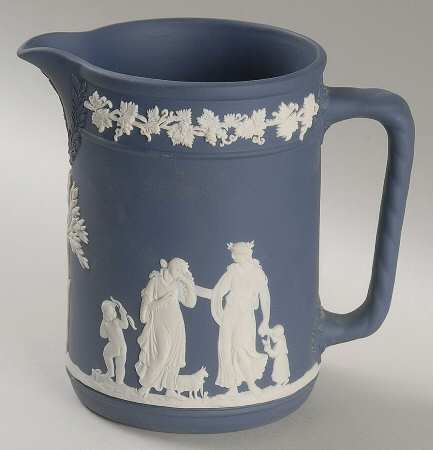 Cream Color on Portland Blue Jasperware Medium Trojan Jug
