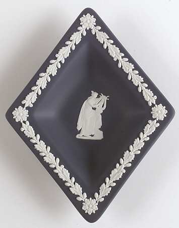 Cream Color on Portland Blue Jasperware Diamond Shape Tray