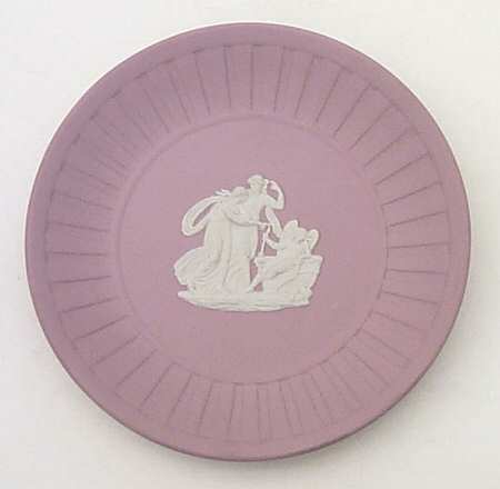 Cream Color on Pink Jasperware Fluted Tray