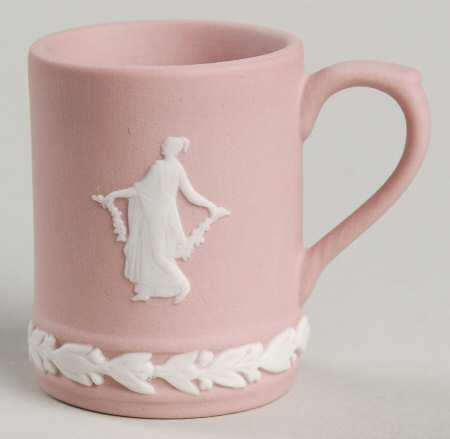 Cream Color on Pink Jasperware Miniature Tankard