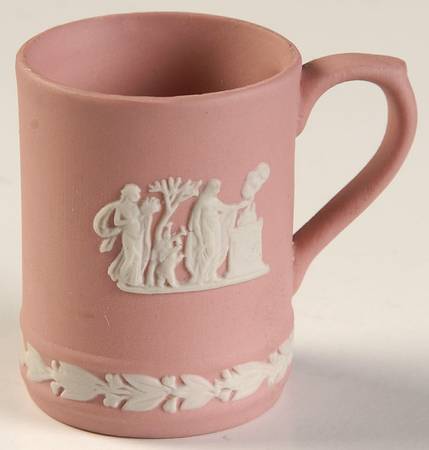 Cream Color on Pink Jasperware Miniature Tankard