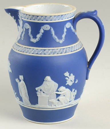 Cream Color on Wedgwood Blue Jasperware 8 Oz Jug