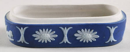 Cream Color on Wedgwood Blue Jasperware Match Box Holder No Lid