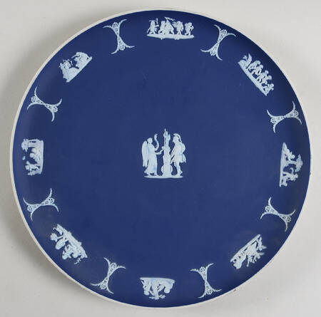 Cream Color on Wedgwood Blue Jasperware Cake Plate