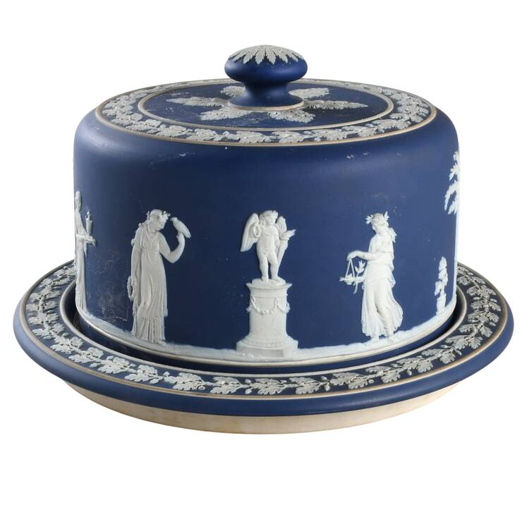 Cream Color on Wedgwood Blue Jasperware Cake Safe & Lid