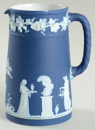 Cream Color on Wedgwood Blue Jasperware Medium Trojan Jug