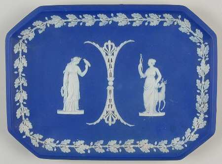 Cream Color on Wedgwood Blue Jasperware 10" Comb Tray