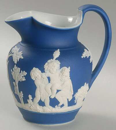 Cream Color on Wedgwood Blue Jasperware 10 Oz Club Jug