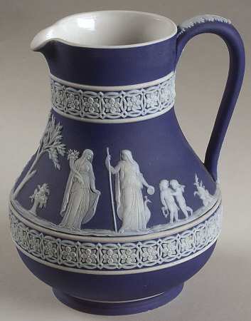 Cream Color on Wedgwood Blue Jasperware Etruscan Jug