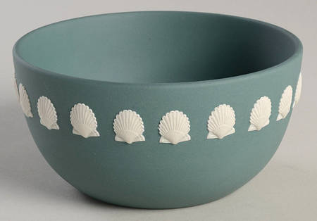 Cream Color on Teal Jasperware Bute Bowl