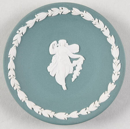 Cream Color on Teal Jasperware Butter Pat