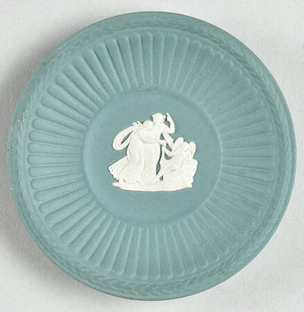 Cream Color on Teal Jasperware Butter Pat