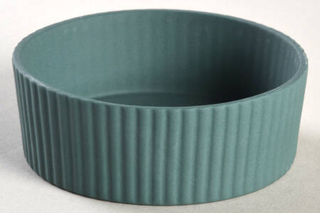Cream Color on Teal Jasperware 3" Fluted Round Box-No Lid