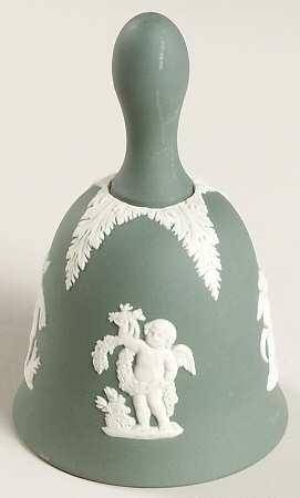 Cream Color on Teal Jasperware Bell