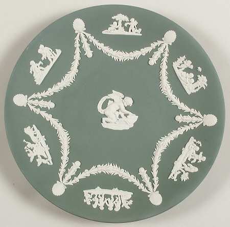 Cream Color on Teal Jasperware Cupid Serving Plate