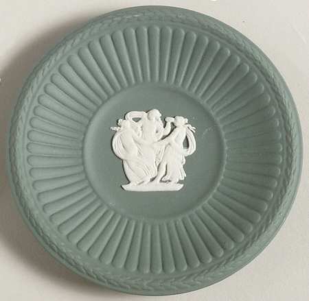 Cream Color on Teal Jasperware Butter Pat