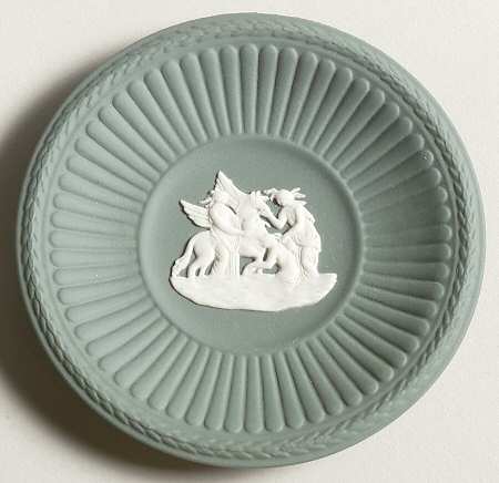 Cream Color on Teal Jasperware Butter Pat