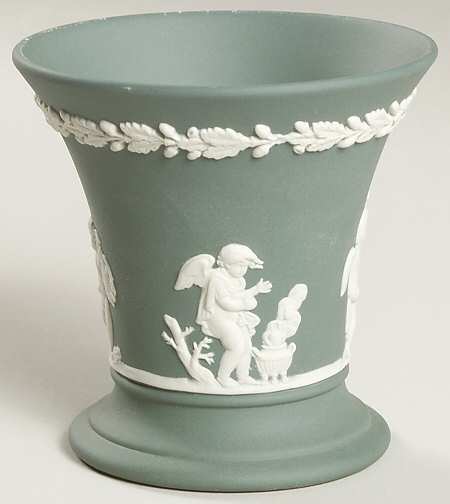 Cream Color on Teal Jasperware Season Posey Pot