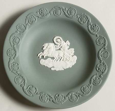 Cream Color on Teal Jasperware Patrician Tray