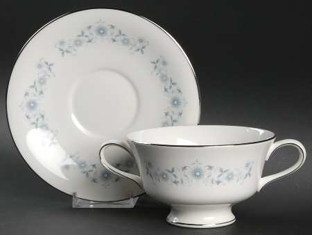 Josephine Blue Footed Cream Soup Bowl & Saucer Set
