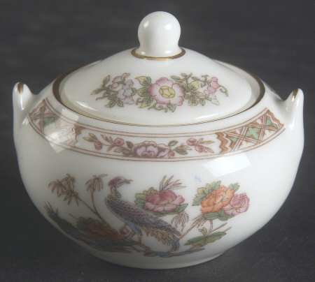 Kutani Crane Miniature Sugar Bowl & Lid