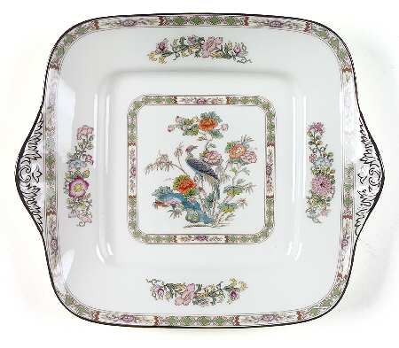 Kutani Crane Square Handled Cake Plate
