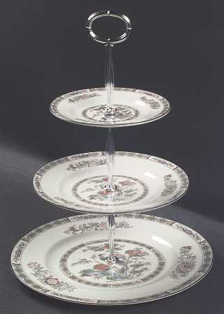 Kutani Crane 13 7/8"-14 1/4" 3-Tiered Serving Tray(DP,SP,BB) HC