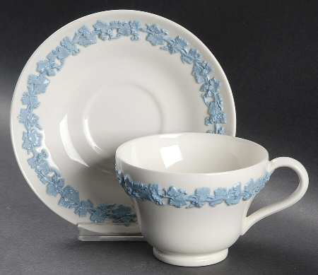 Lavender on Cream Color (Plain) Footed Cup & Saucer Set