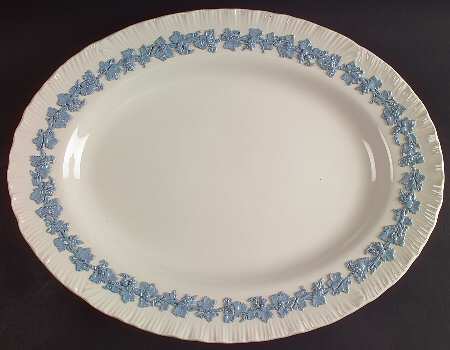 Lavender on Cream Color (Shell Edge) 15" Oval Serving Platter