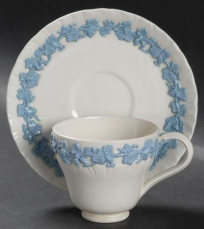 Lavender on Cream Color (Shell Edge) Footed Demitasse Cup & Saucer Set