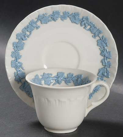 Lavender on Cream Color (Shell Edge) Flat Demitasse Cup & Saucer Set