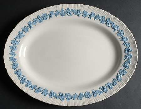 Lavender on Cream Color (Shell Edge) 16" Oval Serving Platter
