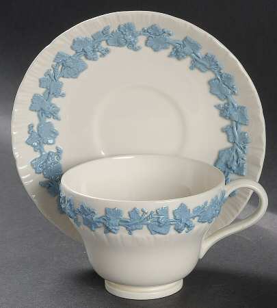 Lavender on Cream Color (Shell Edge) Footed Cup & Saucer Set