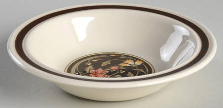 Mikado (Yellow & Coral Flowers) Rim Fruit/Dessert (Sauce) Bowl
