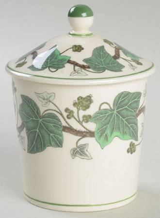 Napoleon Ivy Green (Queen's Ware) Candy Jar & Lid