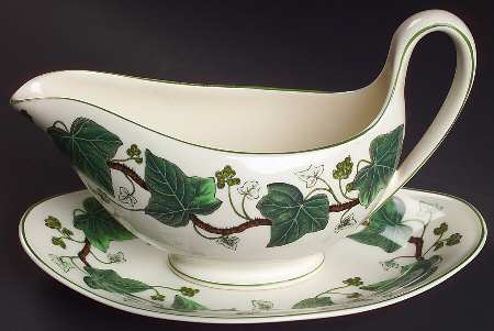 Napoleon Ivy Green (Queen's Ware) Gravy Boat & Underplate/Relish by Wedgwood