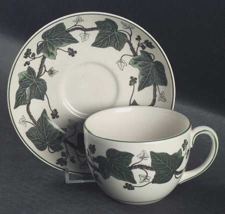 Napoleon Ivy Green (Queen's Ware) Flat Cup & Saucer Set by Wedgwood