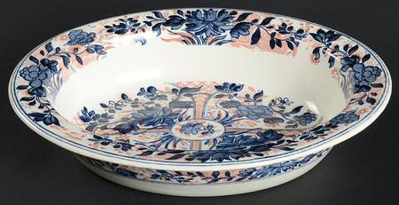 Ningpo (Blue Trim) 9" Oval Vegetable Bowl