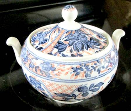 Ningpo (Blue Trim) Sugar Bowl & Lid