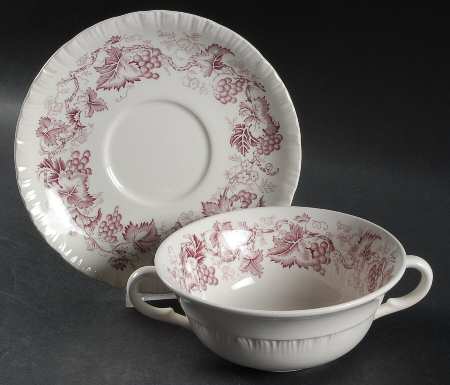 Old Vine Purple Flat Cream Soup Bowl & Saucer Set