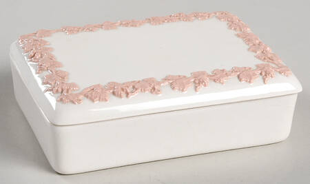 Pink On Cream Color (Plain edge) Cigarette Box & Lid by Wedgwood